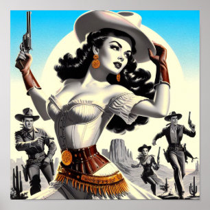 Retro-Western-Button Poster