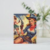 Retro Western Country Girls Postkarte (Stehend Vorderseite)