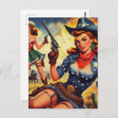 Retro Western Country Girls Postkarte (Vorne/Hinten)