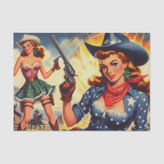 Retro Western Country Girls Seidenpapier (Vorderseite)