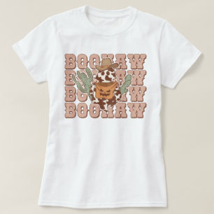 Retro Western Cowboy Ghost Boo Haw Halloween T-Shirt