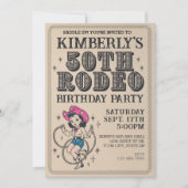 Retro Western Cowgirl 50. Geburtstagsparty Einladung (Vorderseite)