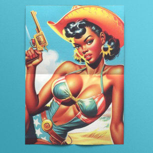 Retro Western Cowgirl Button-up Seidenpapier