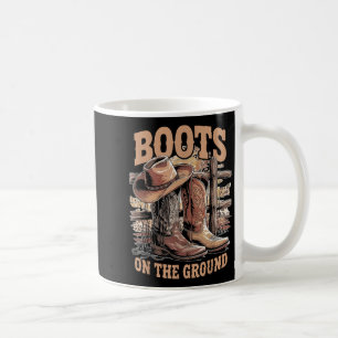 Retro Western Cowgirl Cowboy Hat Boots On Da Groun Kaffeetasse