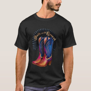 Retro Western Cowgirl Cowboy Linedance Stiefel auf T-Shirt