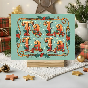 Retro-Western-Fa-La-La-Weihnachten Feiertagskarte