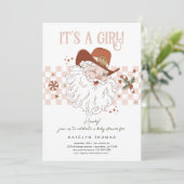 Retro Western Girl Christmas Baby Shooter Einladung (Stehend Vorderseite)