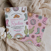 Retro Western Girl First Rodeo Birthday Einladung