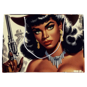 Retro Western Girl Große Geschenktüte