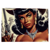 Retro Western Girl Große Geschenktüte (Rückseite)