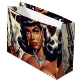 Retro Western Girl Große Geschenktüte (Vorderseite Schrägansicht)