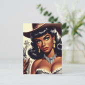 Retro Western Girl Postkarte (Stehend Vorderseite)