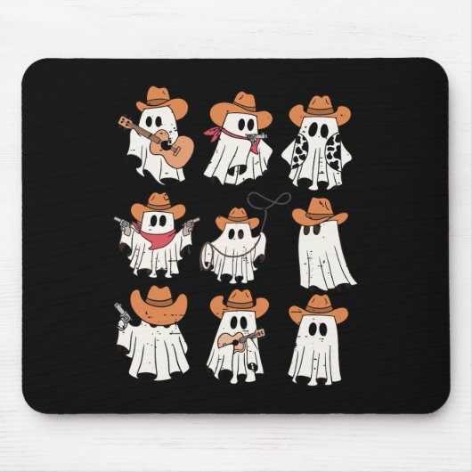 Retro Western Halloween Cowboy Ghost Collage Spook Mousepad (Vorne)