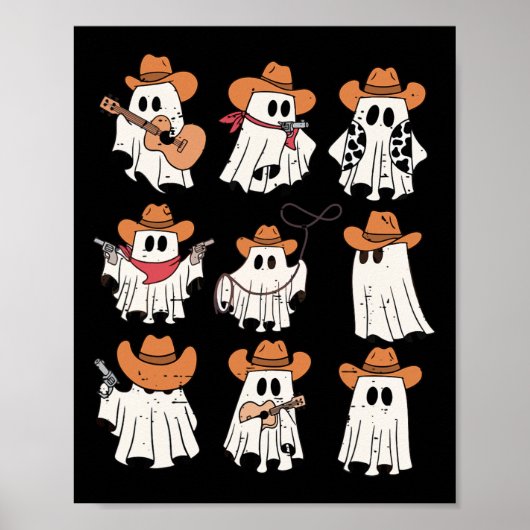 Retro Western Halloween Cowboy Ghost Collage Spook Poster (Vorne)
