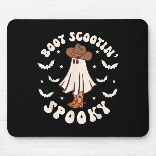 Retro Western Halloween Cute Ghost Funny Boot Scoo Mousepad (Vorne)