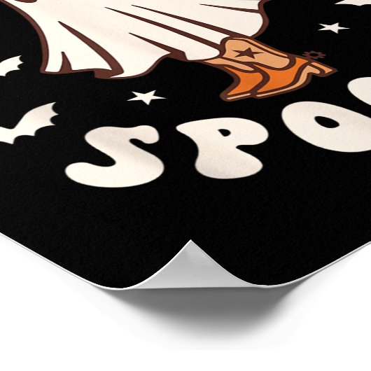 Retro Western Halloween Cute Ghost Funny Boot Scoo Poster (Ecke)