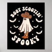 Retro Western Halloween Cute Ghost Funny Boot Scoo Poster (Vorne)