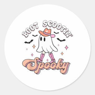 Retro Western Halloween Niedlich Ghost Funny Boot Runder Aufkleber