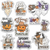 Retro Western Halloween Sticker Pack (Vorderseite)