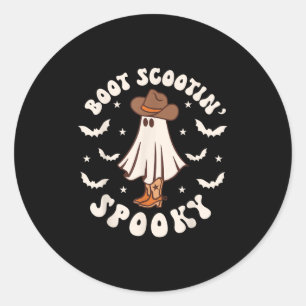 Retro Western Halloween Süßer Geist Lustiger Boot  Runder Aufkleber