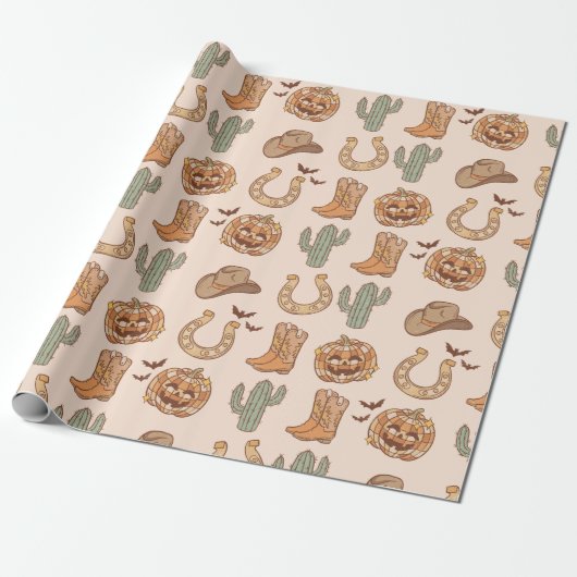 Retro Western Halloween Trendy Boho Geschenkpapier (Ungerollt)