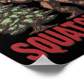 Retro Western Merry Squatchmas Funny Bigfoot Santa Poster (Ecke)