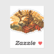 Retro Western Pferd-Bandana-Vinyl-Aufkleber