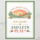 Retro-Western-Pickleball-Schild "Bereit zum Rally" (Vorderseite)