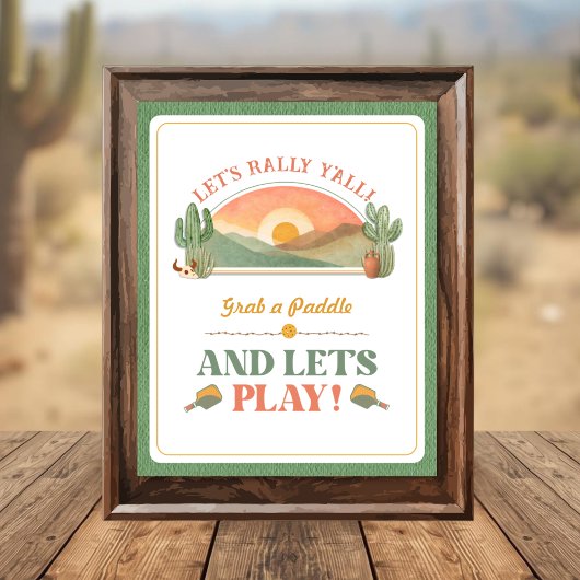 Retro-Western-Pickleball-Schild "Bereit zum Rally"