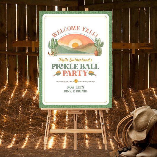 Retro-Western-Pickleball-Willkommensparty-Schild Poster