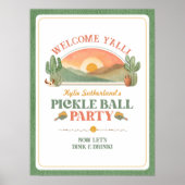 Retro-Western-Pickleball-Willkommensparty-Schild Poster (Vorne)