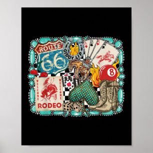 Retro Western Rodeo Cowboy Giddy Up Türkis  Poster