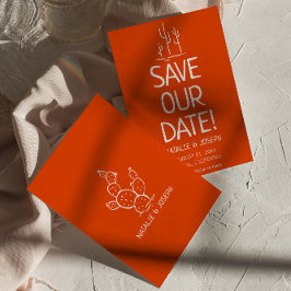 Retro Western Terracotta Moderne Wüstenhochzeit Save The Date