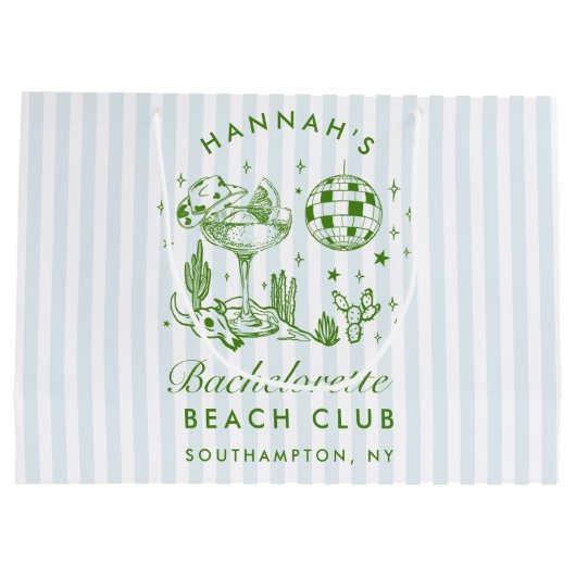 Retro Western Vintag Blue Bachelorette Große Geschenktüte (Rückseite)