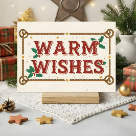 Retro Western Warm Wishes Christmas Feiertagskarte