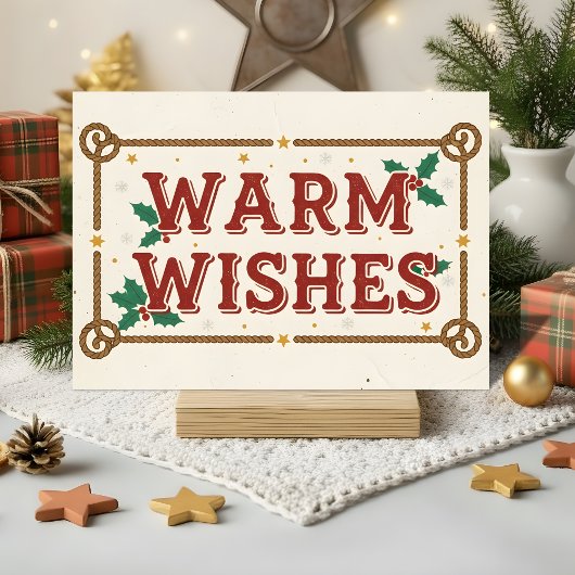 Retro Western Warm Wishes Christmas Feiertagskarte