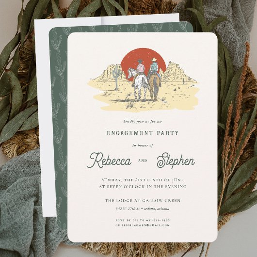 Retro-Western-Wüste | Boho Engagement Party Einladung