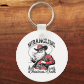 Retro Western Xmas Wrangling Weihnachtsjubiläum Sa Schlüsselanhänger (Vorderseite)