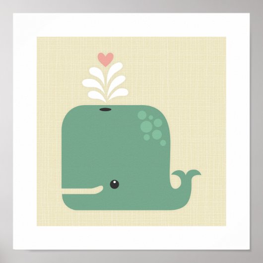 Retro Whale Poster Print (Vorne)