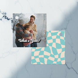 Retro "What a Year" Foto Geschenkanhänger