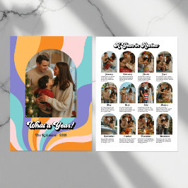 Retro What a Year of Review Holiday Foto Feiertagskarte