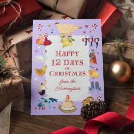 Retro Whimsical 12 Days of Christmas Feiertagskarte