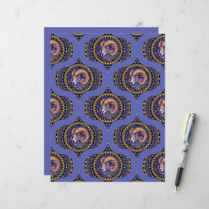 Retro Whimsical Aries Astrologie Mandala Muster