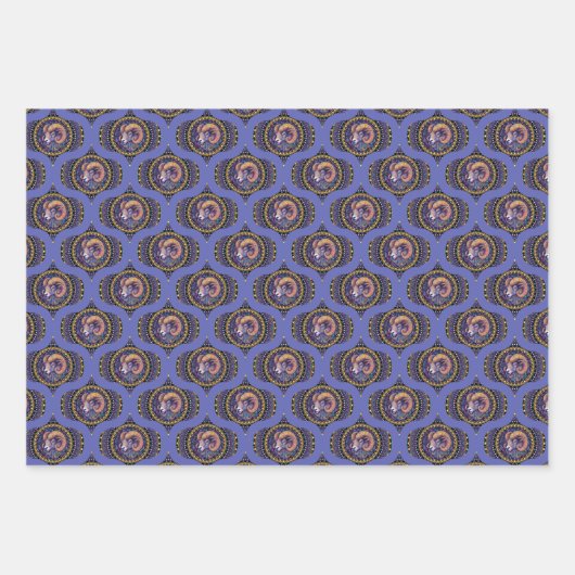 Retro Whimsical Aries Astrologie Mandala Muster Geschenkpapier Set (Vorderseite 3)