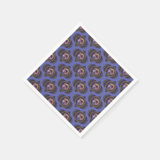 Retro Whimsical Aries Astrologie Mandala Muster Serviette (Ecke)