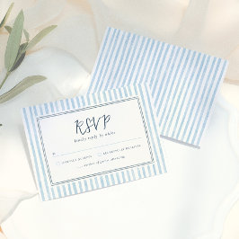 Retro Whimsical Blaue Streifen Handgezeichnete RSV RSVP Karte