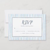 Retro Whimsical Blue Stripes Handdrawn RSVP Card Karte (Vorderseite)