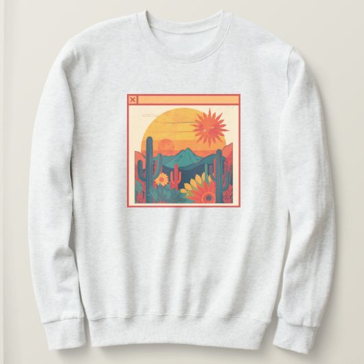Retro Whimsical Boho-Stil Sonnenuntergangslandscha Sweatshirt (Design vorne)