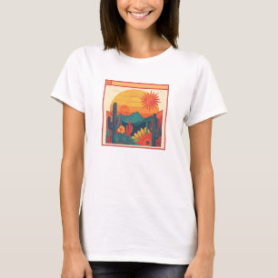 Retro-Whimsical-Boho-Stil-Sonnenuntergangslandscha T-Shirt