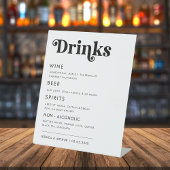 Retro Whimsical Bold Script Wedding Bar Drink Menu Sockelschild